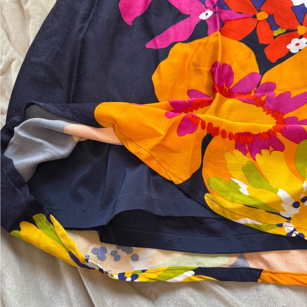 Trina Turk Navy Midi Dress with Pink & Yellow Floral Print - Picture 3 of 8